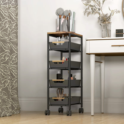 Coli Metal Black 5 Tier Storage Trolley On Wheels