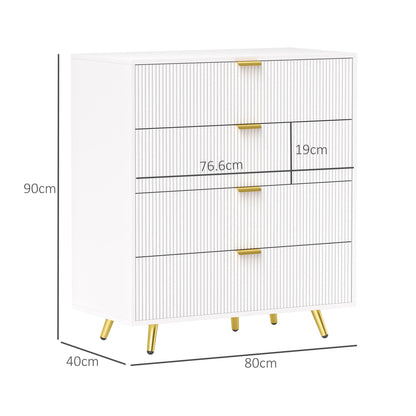 Refa Wooden White Elegant 4 Drawer Bedside Storage Table