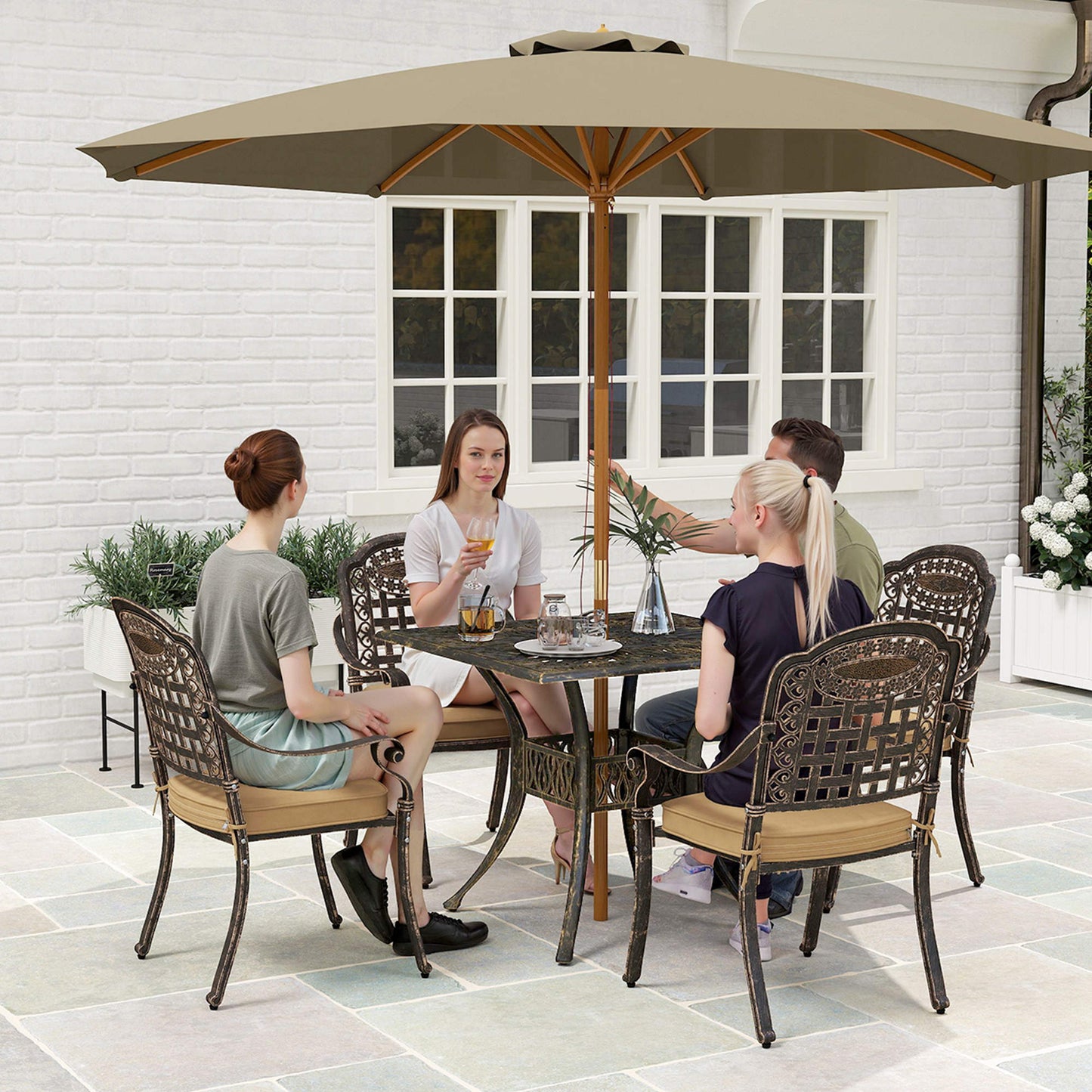 Monake 4 Seater Bronze Cast Aluminium Outdoor Garden Dining Set