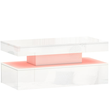 Lomoyo cm High Gloss White LED Coffee Table With Integrated Storage