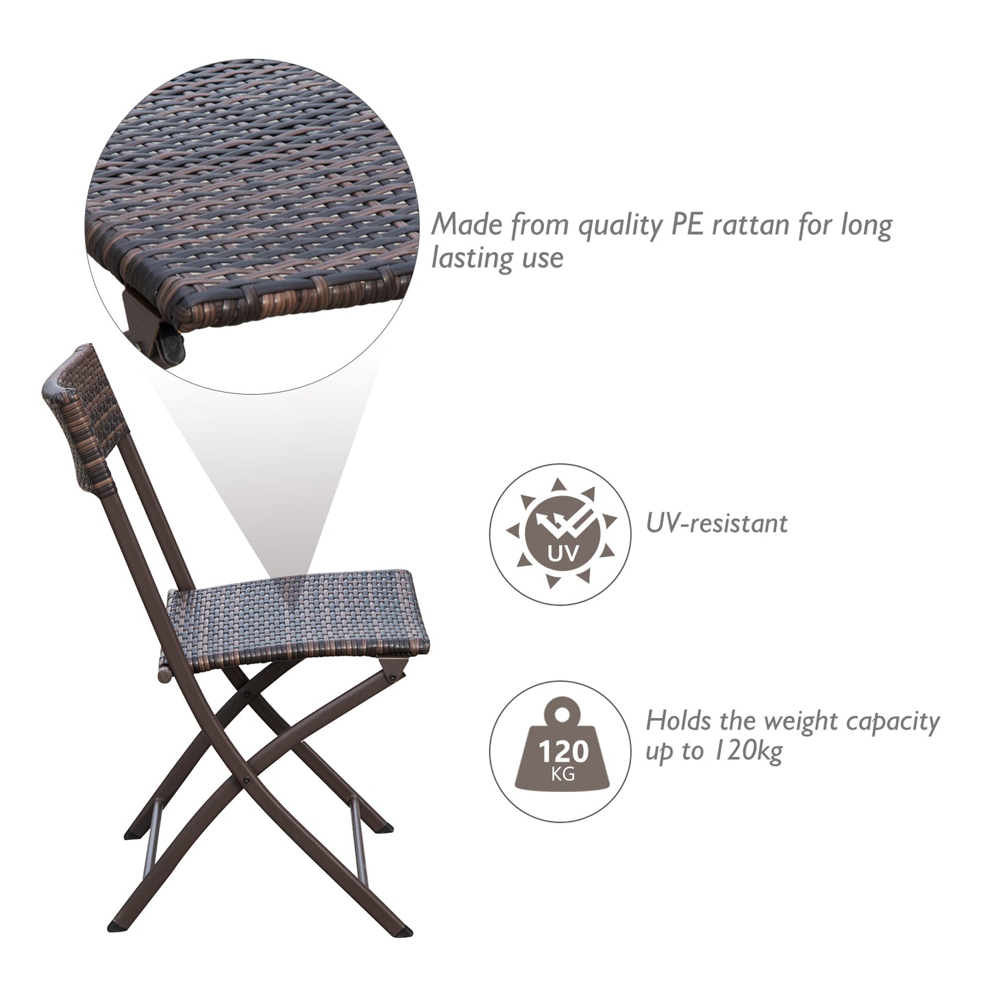 Fisari Rattan Brown 2 Seater Outdoor Bistro Furniture Set
