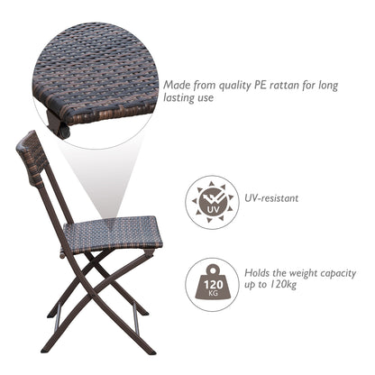 Fisari Rattan Brown 2 Seater Outdoor Bistro Furniture Set