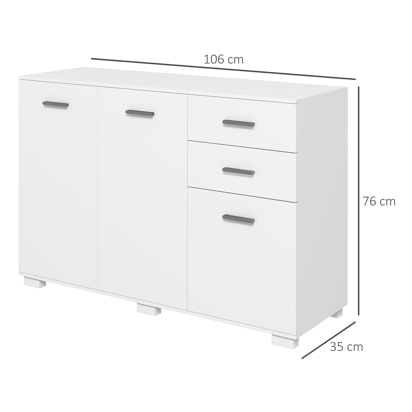Fini Refa White Modern Sideboard 2 Drawers 3 Doors