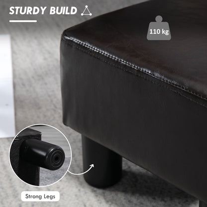 Fatopa Brown Faux Leather Cube Footstool With 4 Plastic Feet