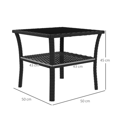 Keso Rattan Black 2 Tier Square Outdoor Coffee Table