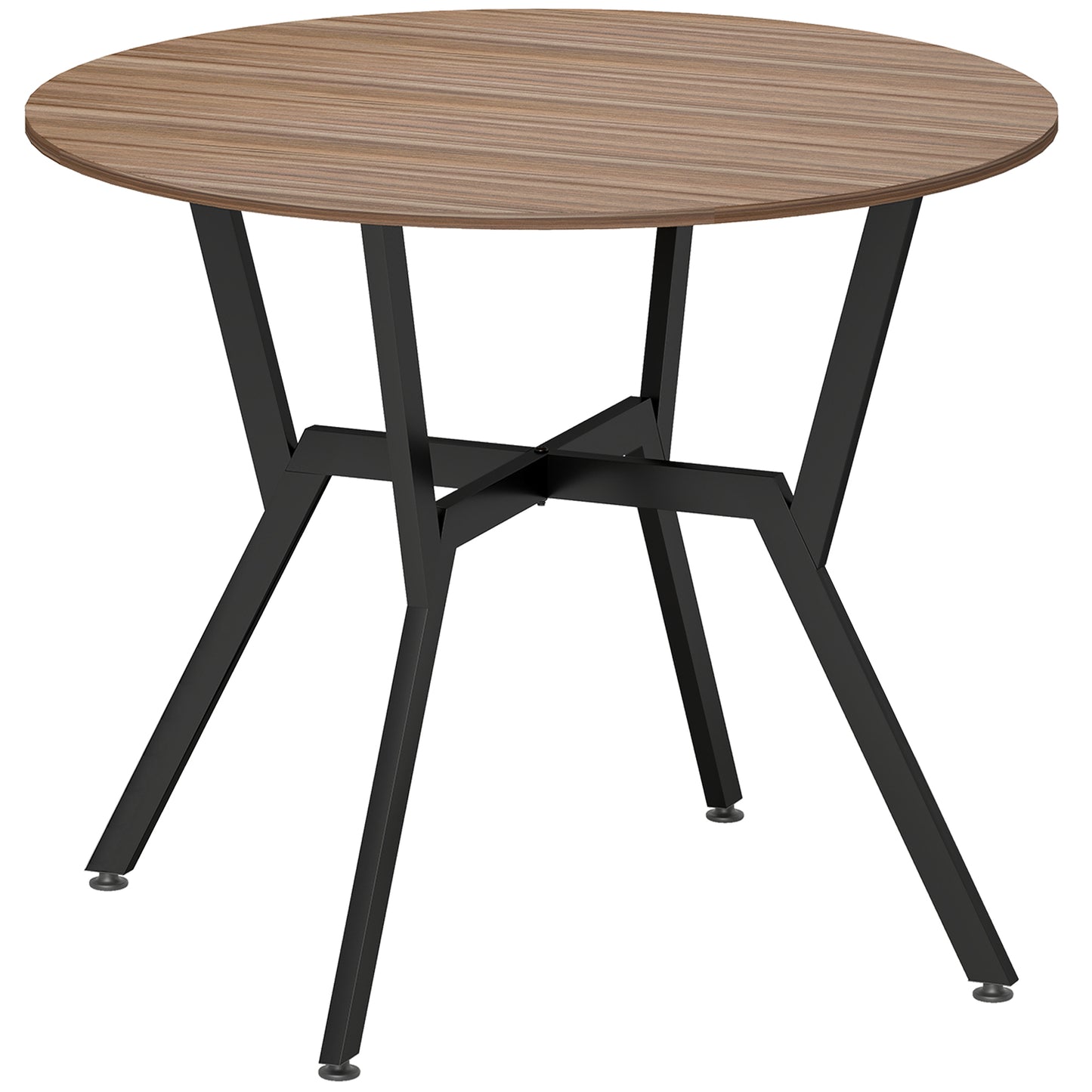 Doveno Metal Brown Round Dining Table With Anti Slip Feet For Dining Areas