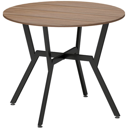 Doveno Metal Brown Round Dining Table With Anti Slip Feet For Dining Areas
