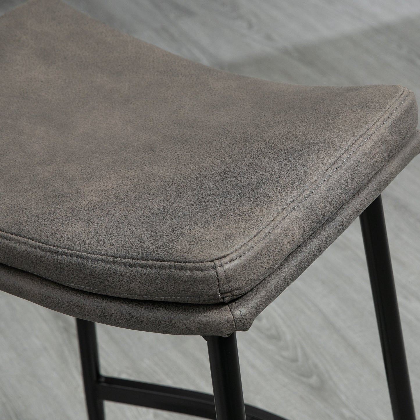 Ralura Microfiber Grey Industrial Breakfast Bar Stools Set Of 2 With Curved Seat
