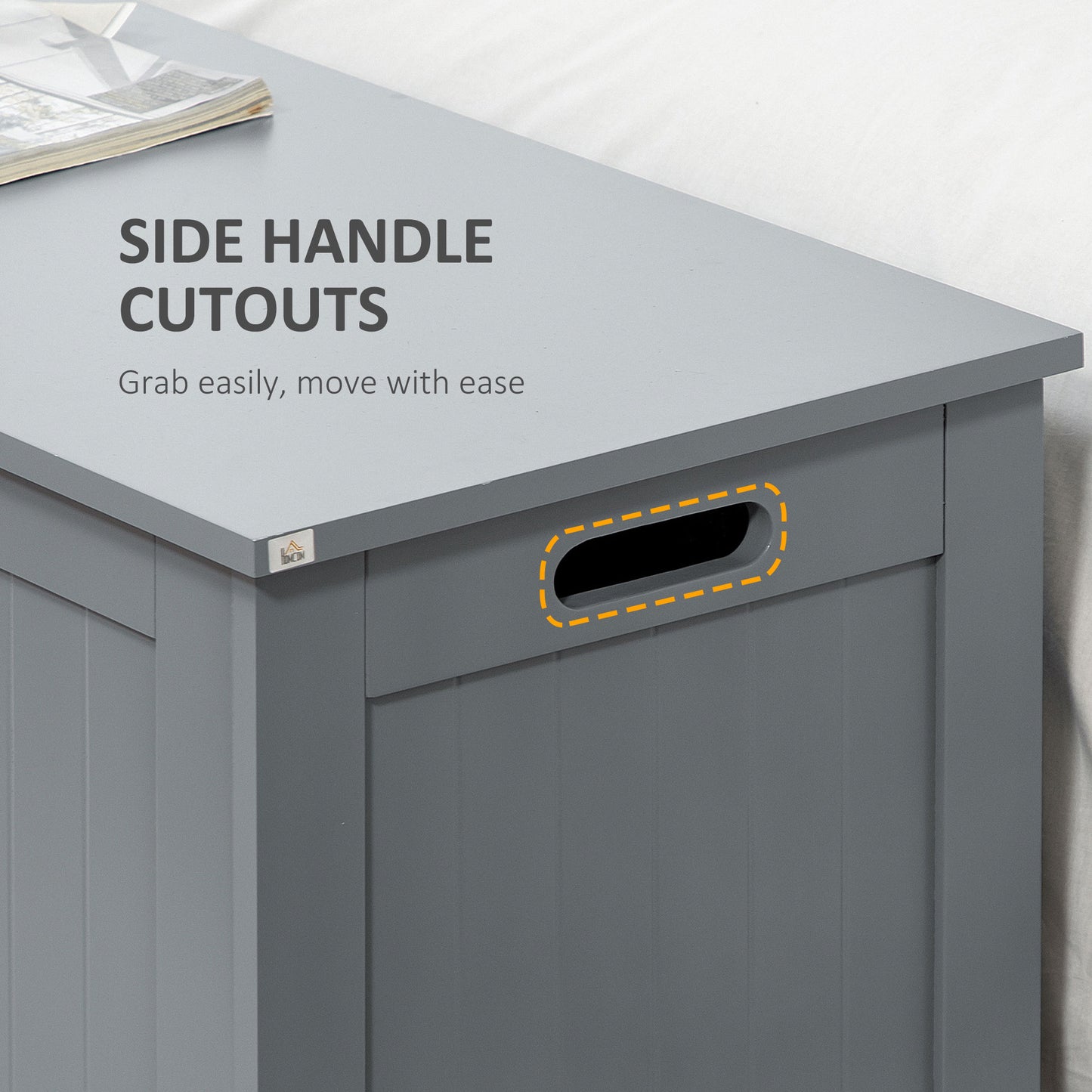 Vekasa Grey Toy and Blanket Storage Chest With Safety Hinged Lid
