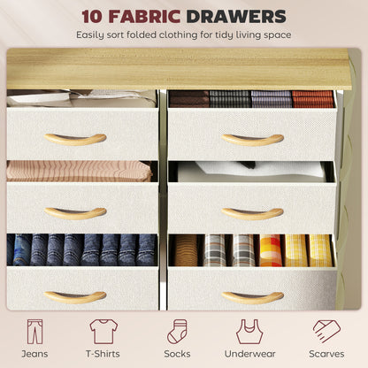 Lilu Fabric And Metal Beige 10 Drawer Storage Chest