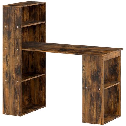 Nanono 120cm Wooden Rustic Brown 6 Tier Bookshelf Desk For Home Office