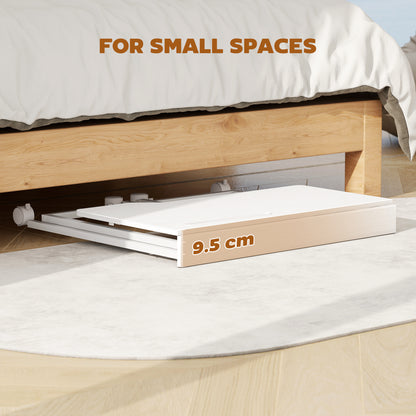 Veso 80cm Wooden White Folding Desk Lockable Wheels