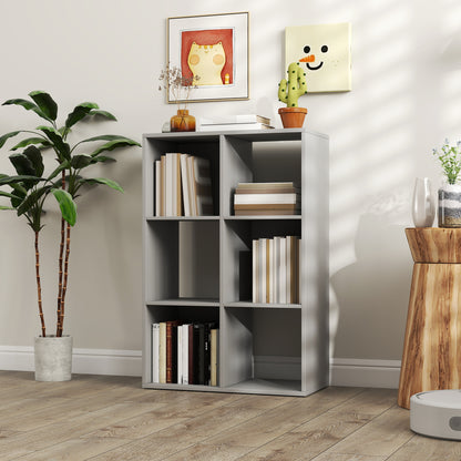 Salusosu Wooden Light Grey 6 Cube Storage Bookcase