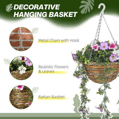 Lileke Redo Set Of 2 Artificial Azalea Hanging Planters In Pink And White