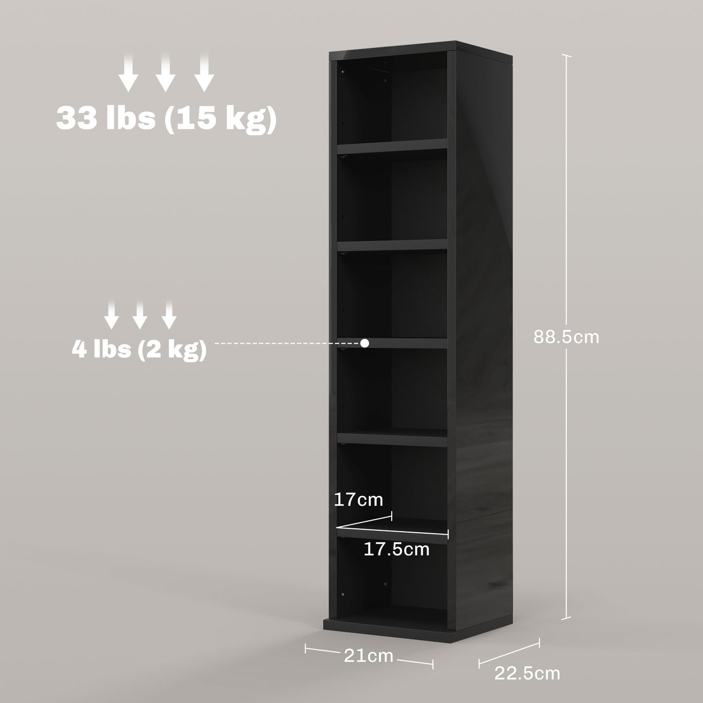 Kera Mimo High Gloss Black Set Of 2 CD Storage Units With 102 Disc Capacity