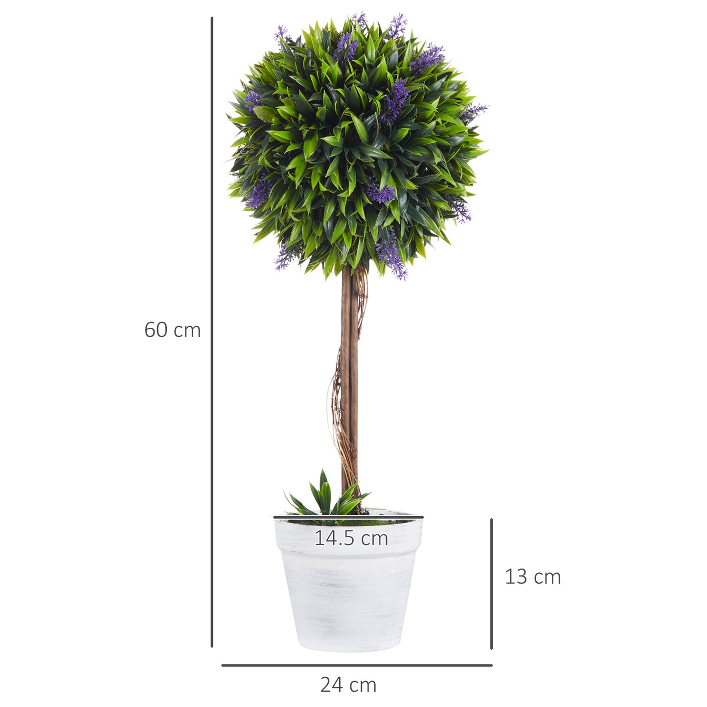 Kema Mado Set Of 2 Artificial Lavender Ball Trees In Pots For Indoor And Outdoor Styling 60cm