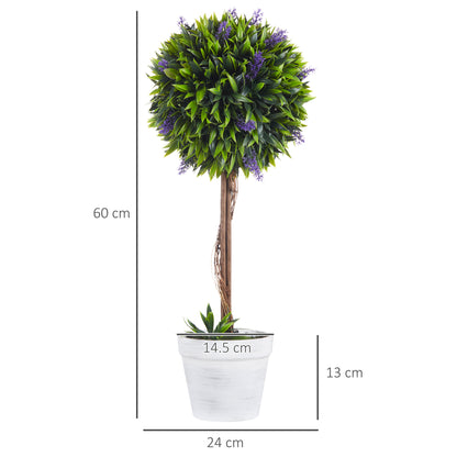 Kema Mado Set Of 2 Artificial Lavender Ball Trees In Pots For Indoor And Outdoor Styling 60cm