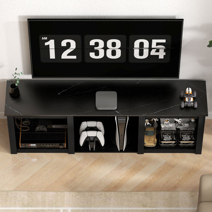 Filu Nara 160cm Wooden Black TV Stand With LED Lighting And Storage For 65 Inch Screens
