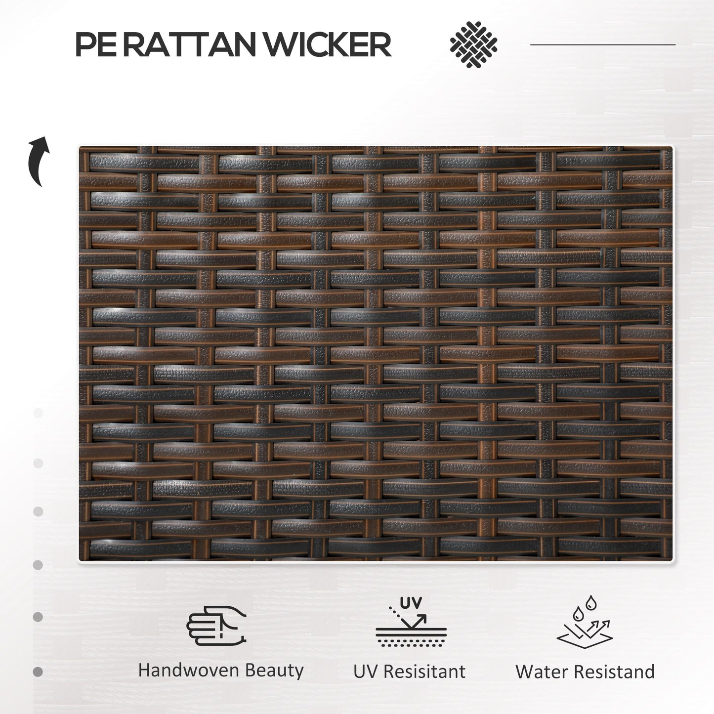 Renata Faux Rattan Brown 2 Seat Garden Chair With Integrated Coffee Table