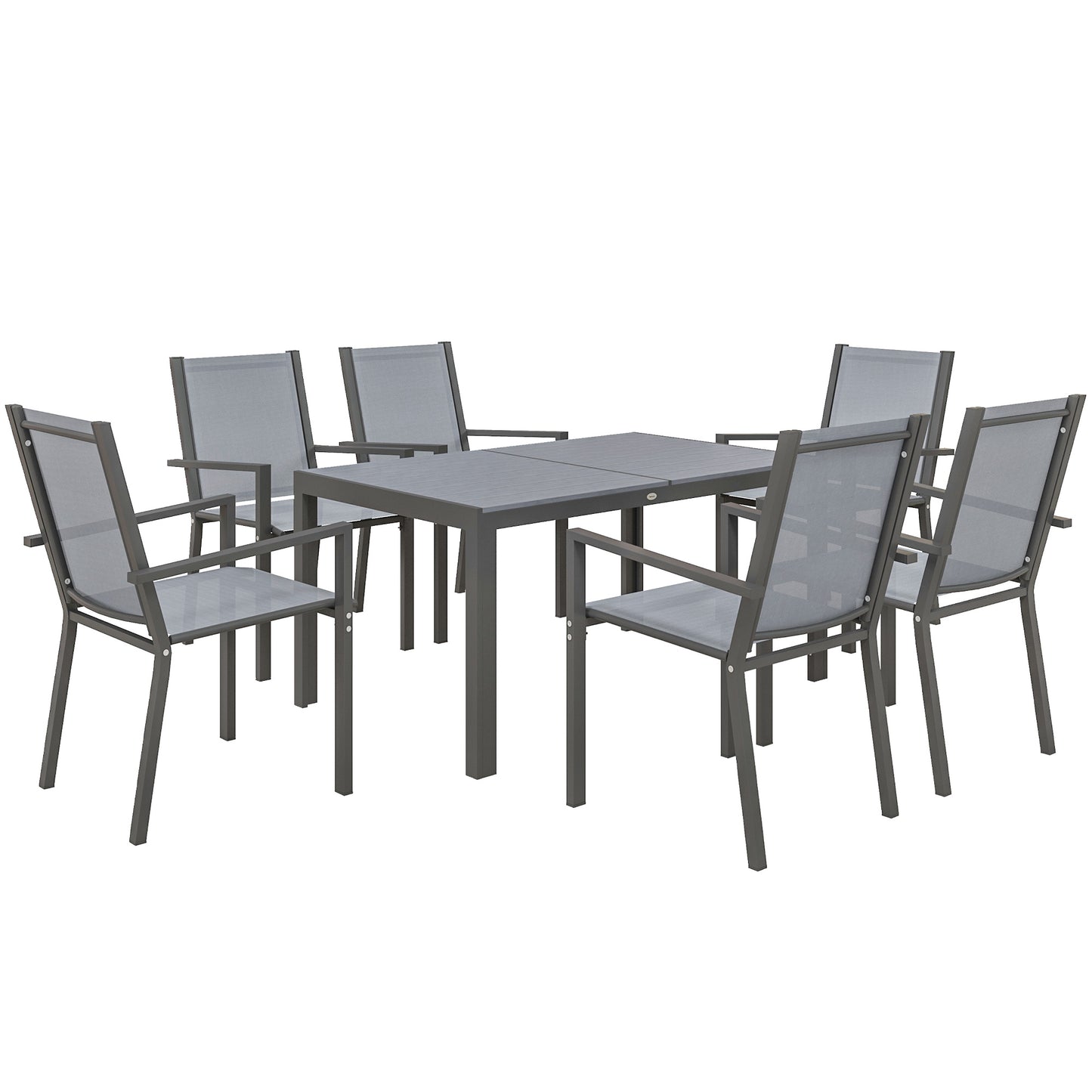 Lani 6 Seater Light  Grey Mesh Garden Dining Set With Rectangular Table