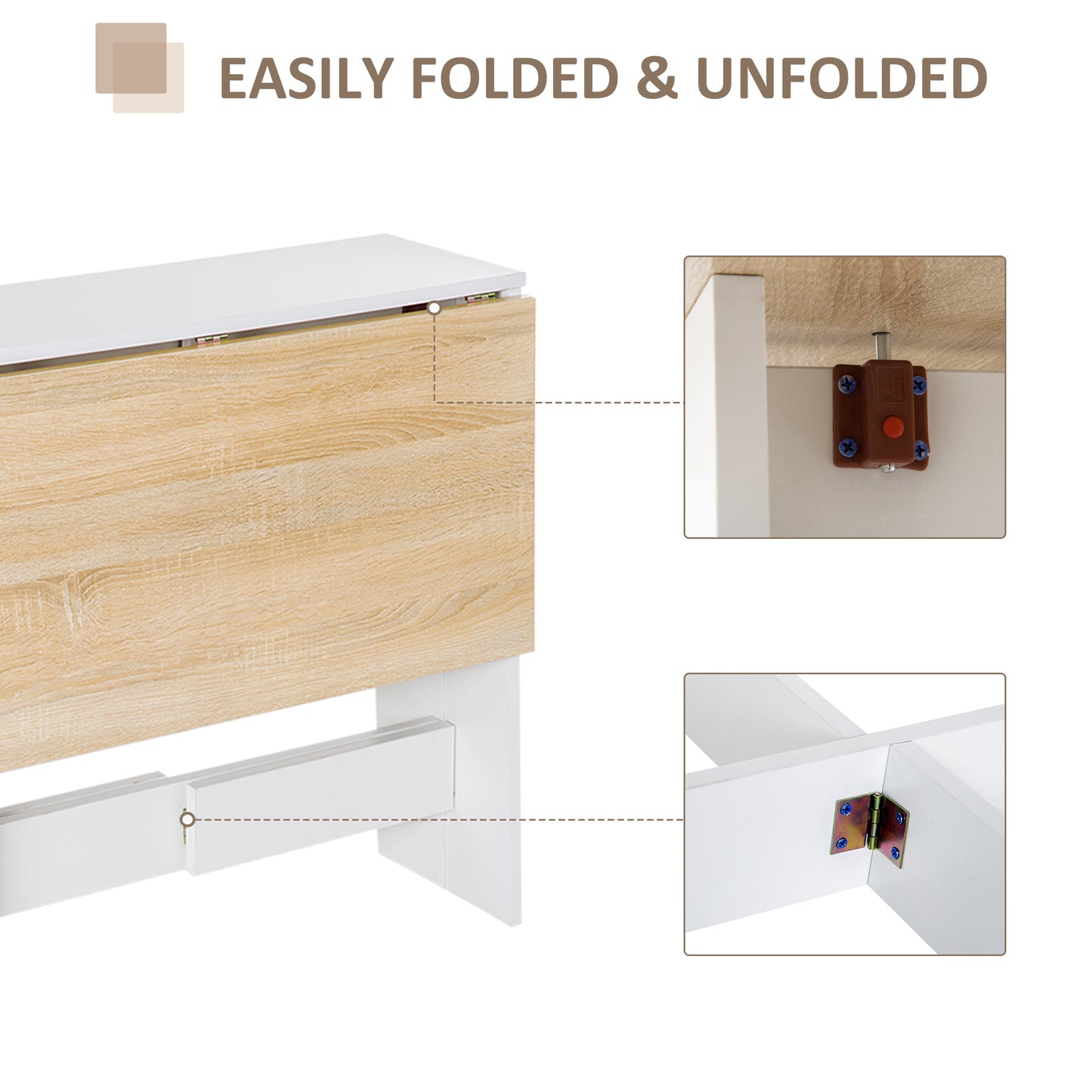 Elma Wooden Oak And White Drop Leaf Dining Table For 4 To 6 People