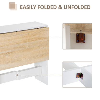 Elma Wooden Oak And White Drop Leaf Dining Table For 4 To 6 People