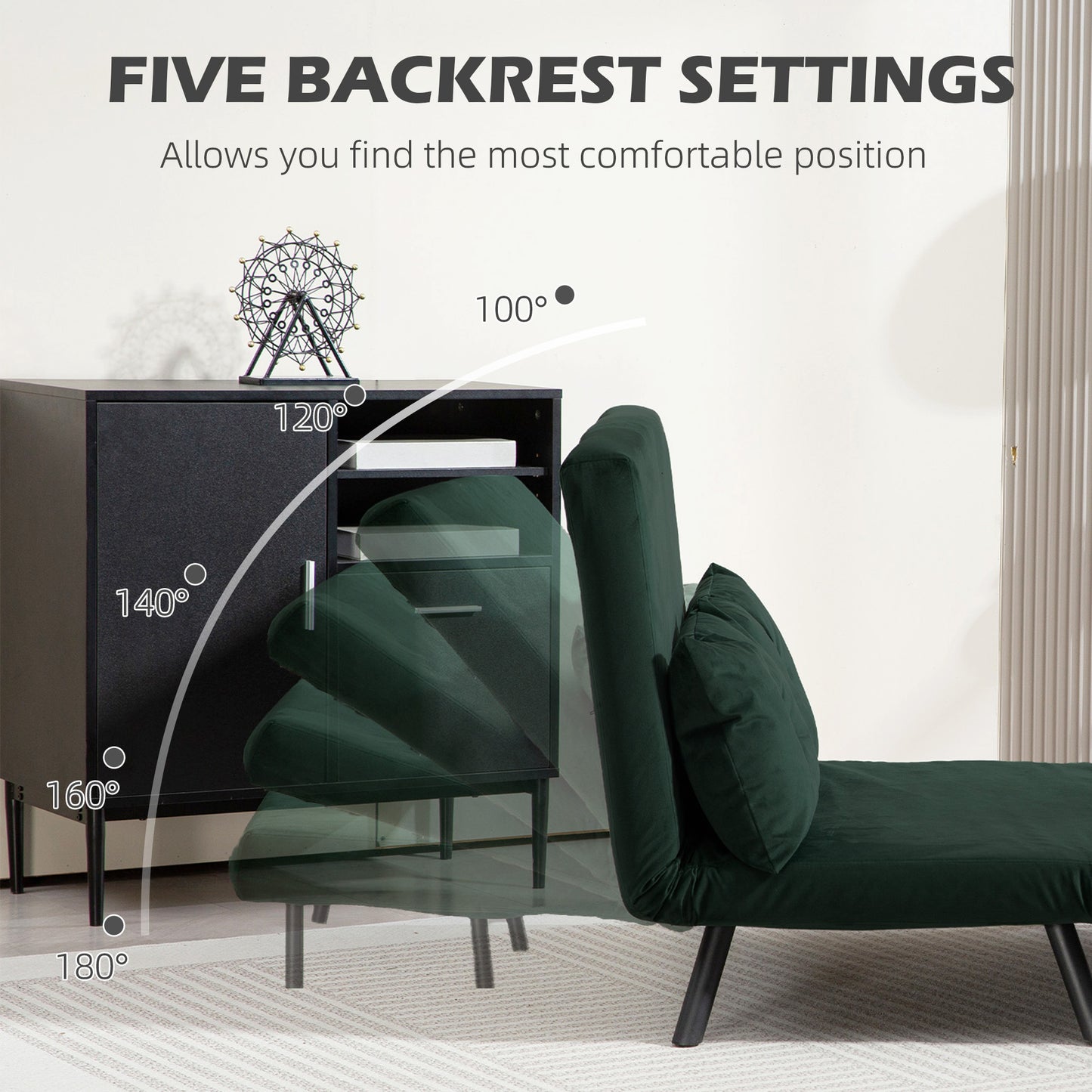 Dorama Riri Green 4 In One Convertible Double Sofa Bed With Cushions