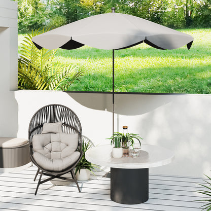 Rataco Rattan Charcoal Grey Oversized Freestanding Egg Chair With Tufted Cushion And Headrest