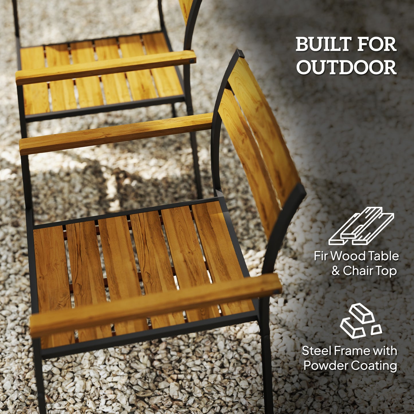 Mafi 6 Seater Wood Panel Outdoor Dining Set Slatted Design