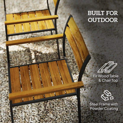 Mafi 6 Seater Wood Panel Outdoor Dining Set Slatted Design