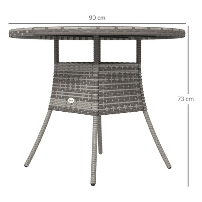 Ladido 90cm Grey Rattan Wood Effect Outdoor Dining Table