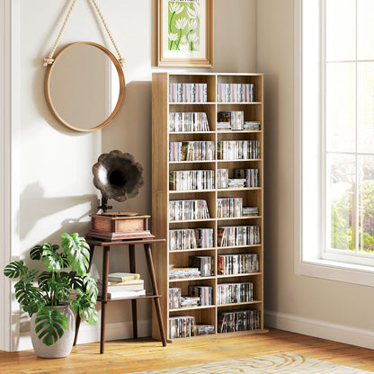 Karave Wood Natural Finish Tall Media Storage Tower With 640 Disc Capacity