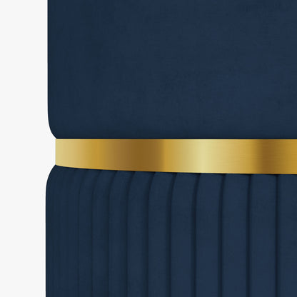 Pazima Velvet Blue Storage Ottoman With Soft Upholstered Finish Gold Accent