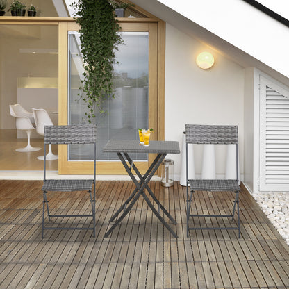 Lutapa Rattan Grey 2 Seater Folding Bistro Chair And Table Set