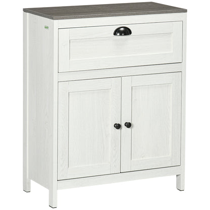 Sunoli White Freestanding Bathroom Storage Cabinet With Drawer Double Doors And Adjustable Shelves