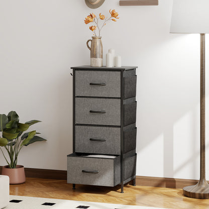 Lolova Fabric And Metal Charcoal Grey 4 Drawer Storage Chest
