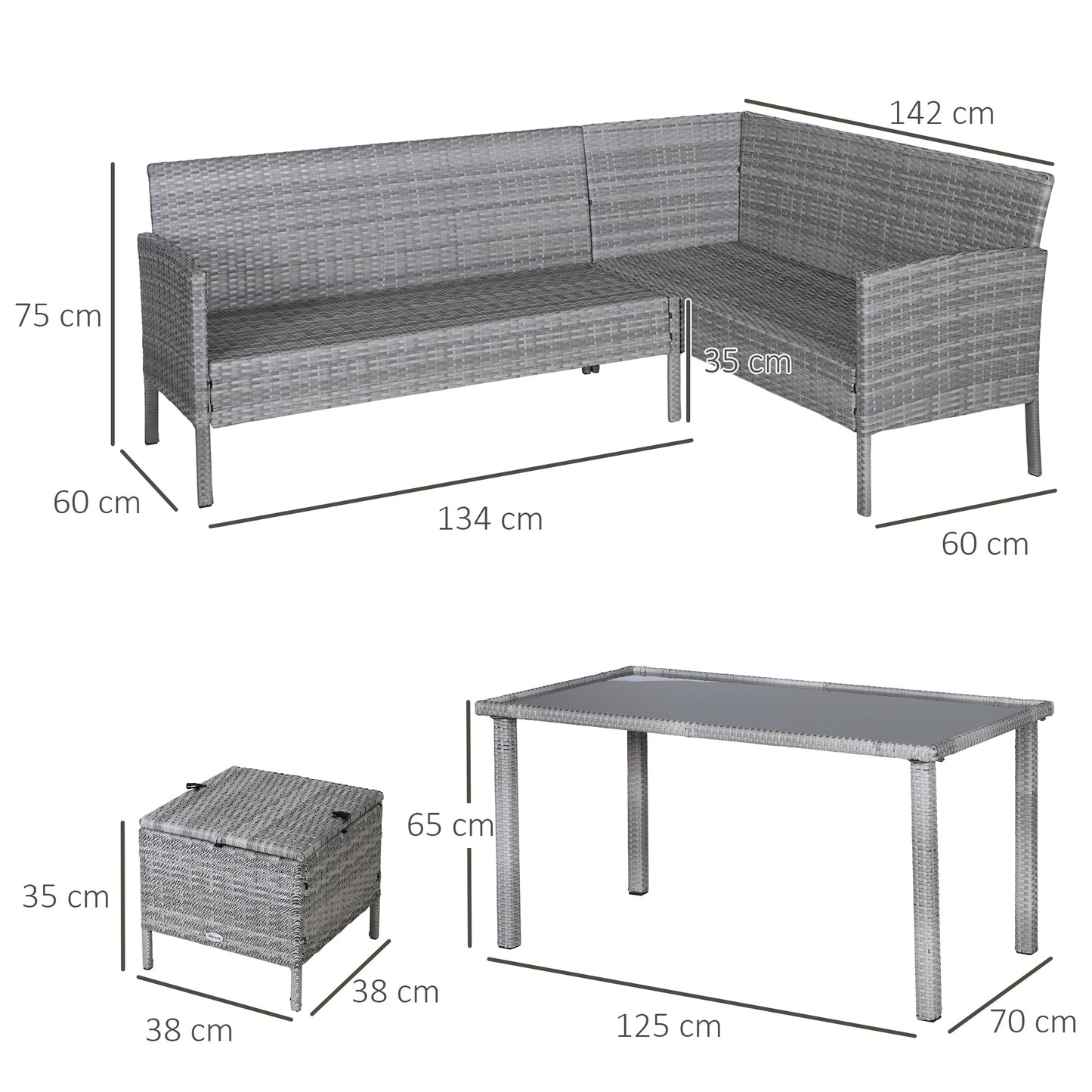 Mora Rattan 7 Seater Outdoor Dining Set with Sofa 2 Footstools and Rectangular Table