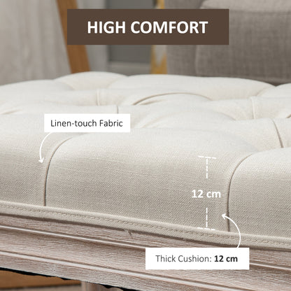 Sose 80cm Fabric Cream Mid Century End Of Bed Bench Tufted Diamond