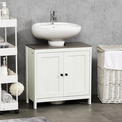 Narile Raha Antique White Under Sink Vanity Storage Cabinet With Double Doors And Adjustable Shelving