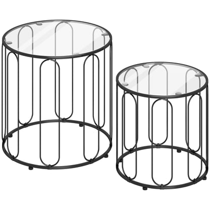 Roro Metal Black Set Of 2 Elliptical Cut Out Nesting Tables