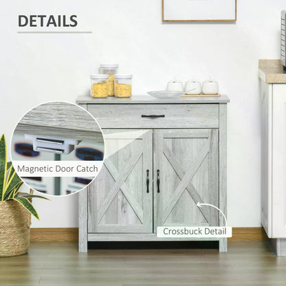 Toro Noyo Grey Wood Farmhouse Style Sideboard With Sliding Barn Doors