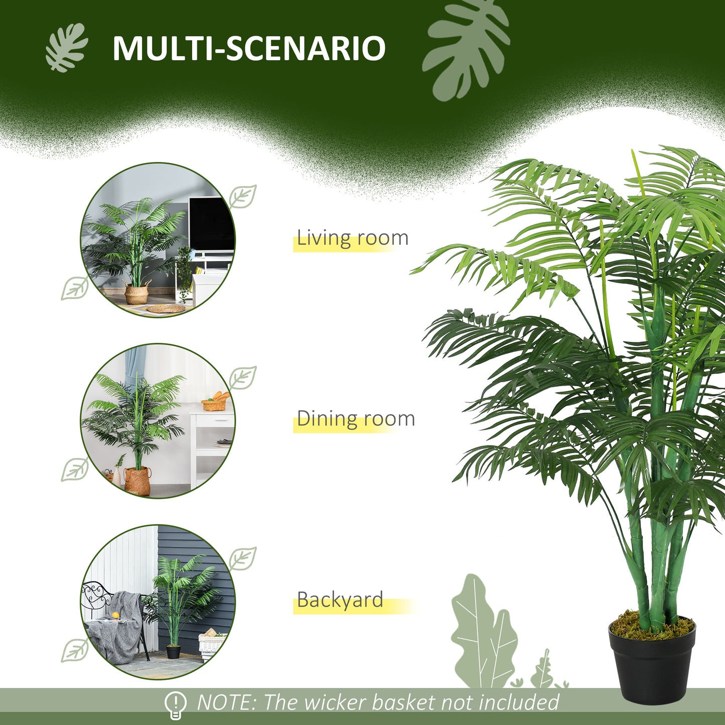 Dimi Keha Pair Of Artificial Palm Style Trees In Pots H8 125cm