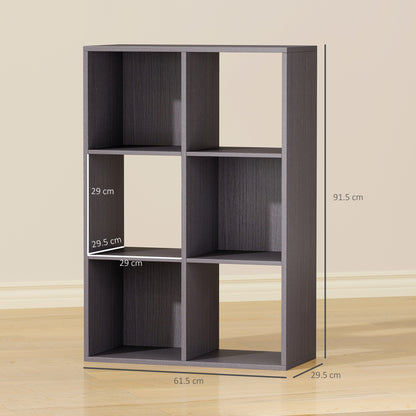 Fahe Wooden Grey 6 Cube Storage Bookcase