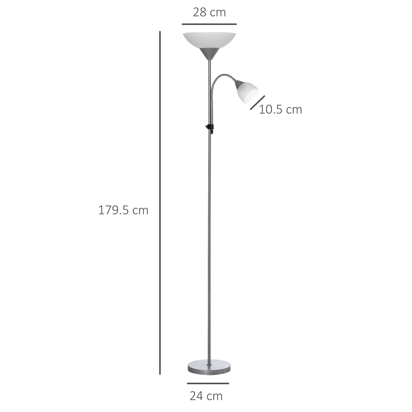 Vina Metal Silver LED Floor Lamp 180 cm With Mother And Child Uplighter