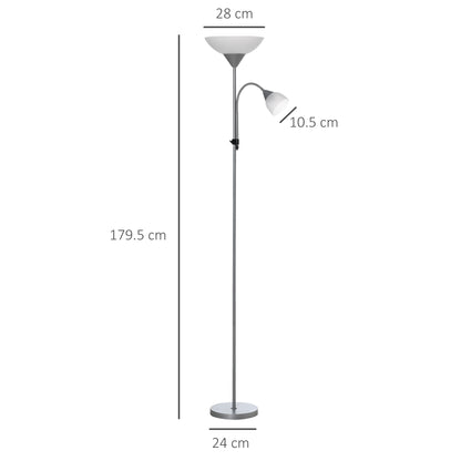 Vina Metal Silver LED Floor Lamp 180 cm With Mother And Child Uplighter