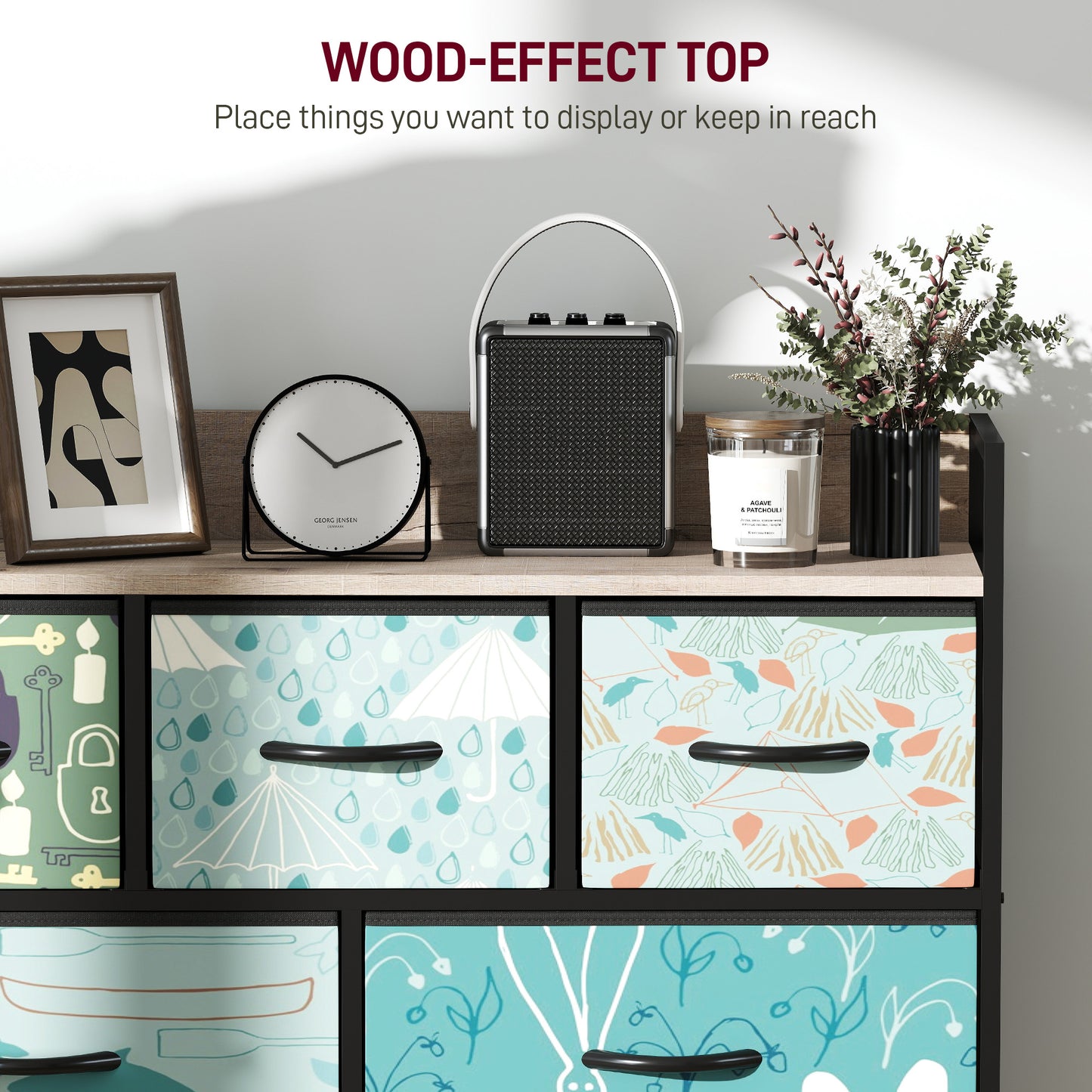 Larala Wooden Blue 7 Drawer Storage Chest