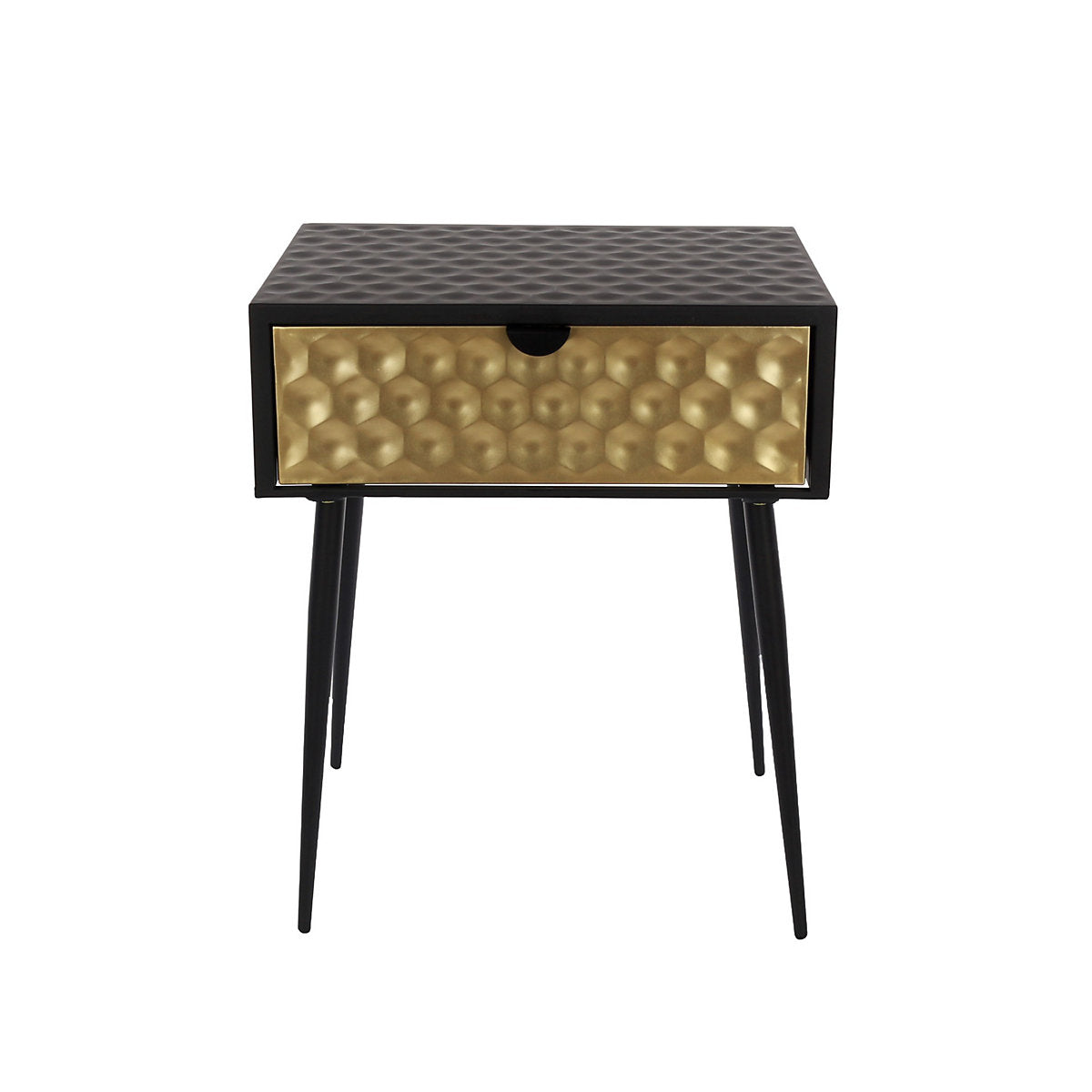 Ingolstadt Black Metal 1 Drawer Bedside Cabinet With Gold Drawer Front