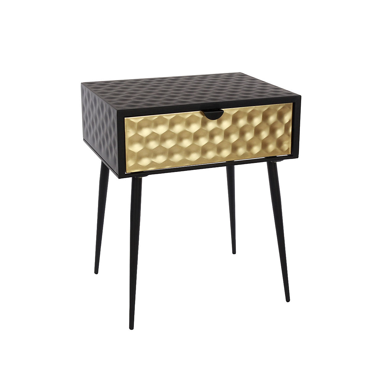 Ingolstadt Black Metal 1 Drawer Bedside Cabinet With Gold Drawer Front