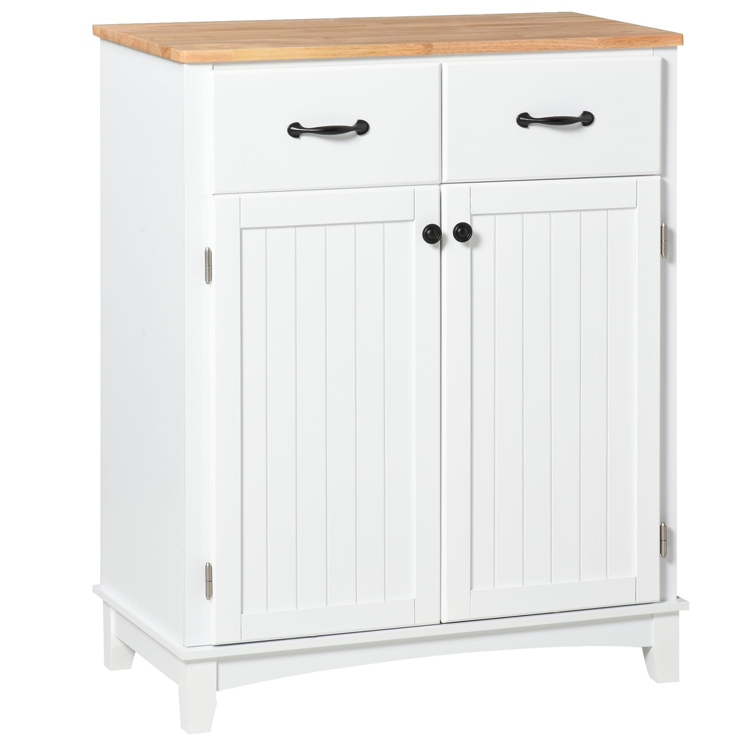 Vamalu Wooden White Kitchen Cabinet With 2 Drawers For Dining And Living Spaces