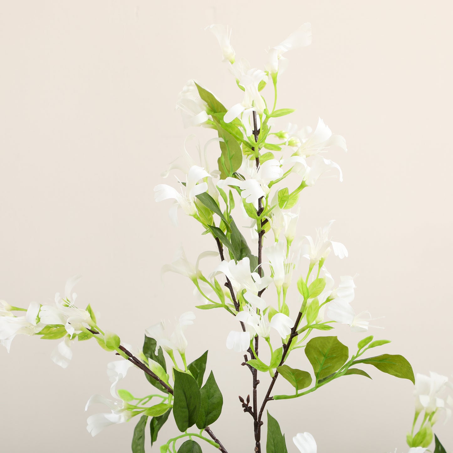 Laniha Set Of 2 Artificial Honeysuckle Flower Plants With Curved Stems In White Pots
